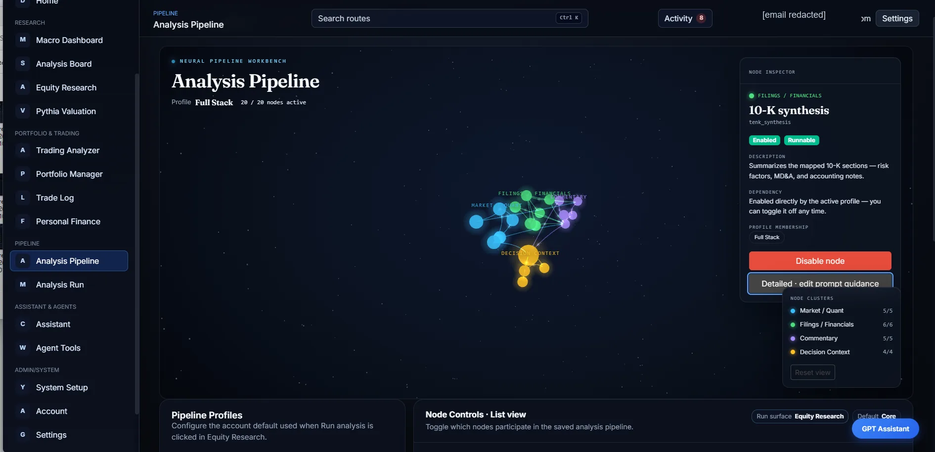 Analysis Pipeline workbench screenshot